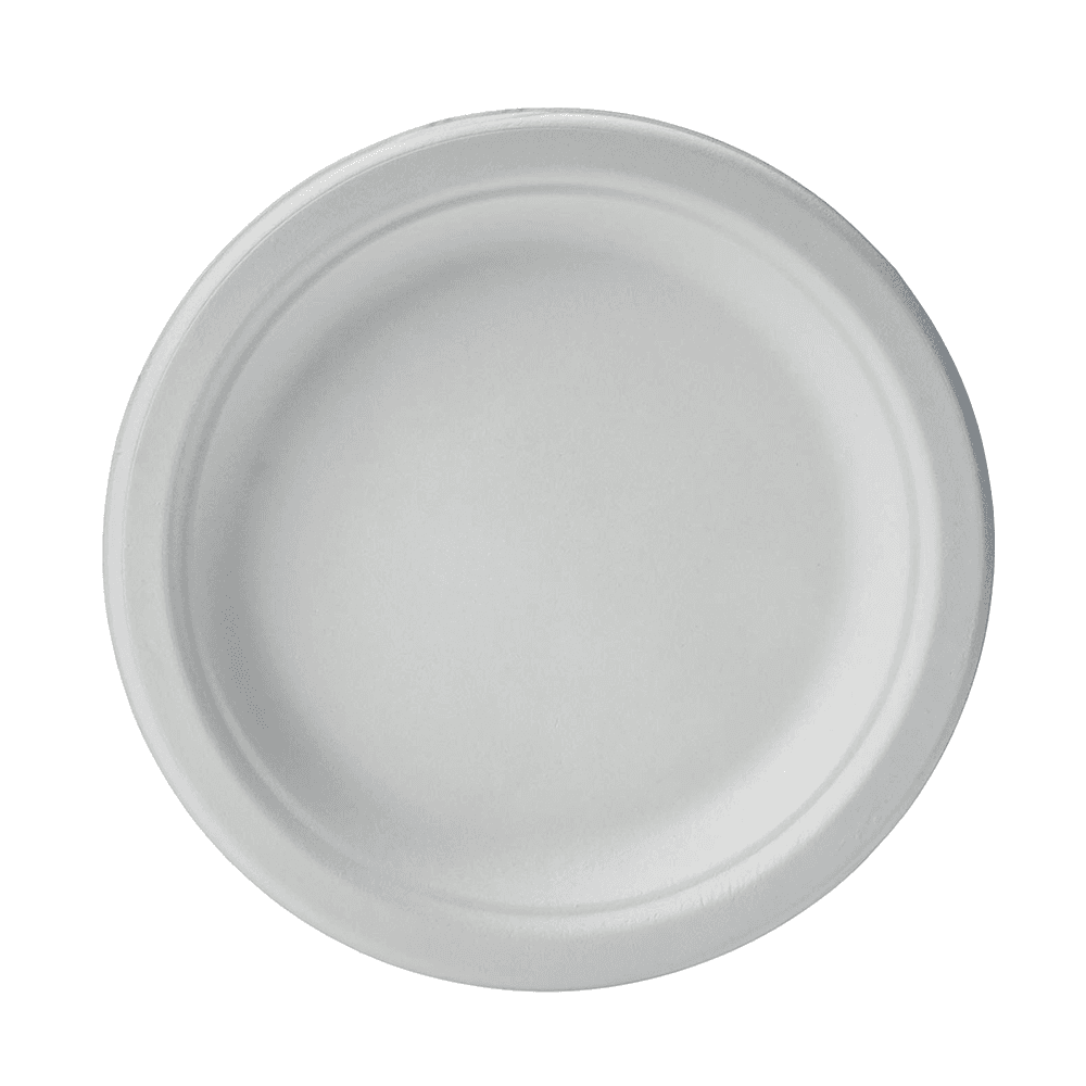 6" Round Fiber Plate, White