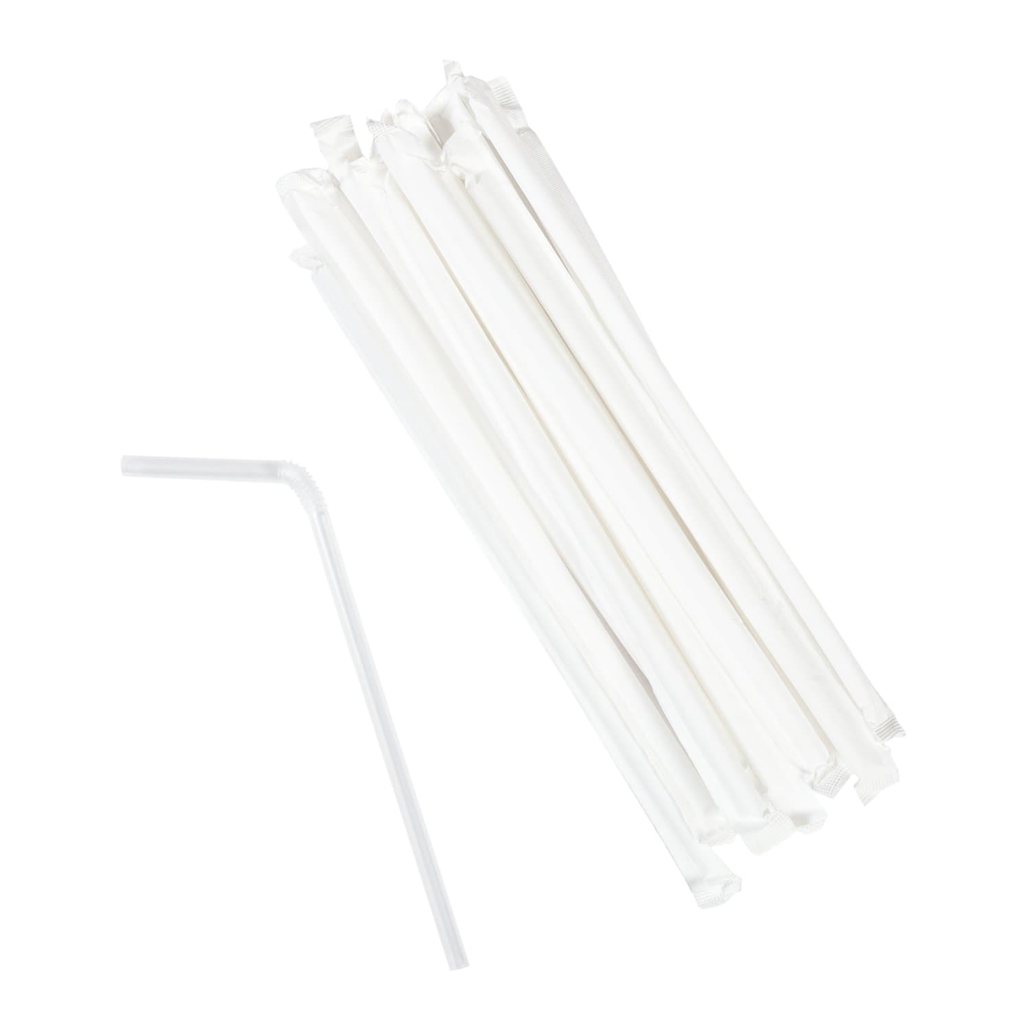 AmerCare Royal 7.75", Jumbo Flex Paper Clear Wrapped Plastic Straw - Image 1