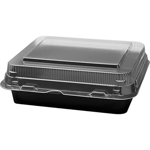 Solo Creative Carryouts Black/Clear Medium Snack Box PS Plastic Hinged Container - Image 1