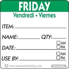 Friday 2″ x 2″ Item/Date/Use By Removable Labels 500/Roll