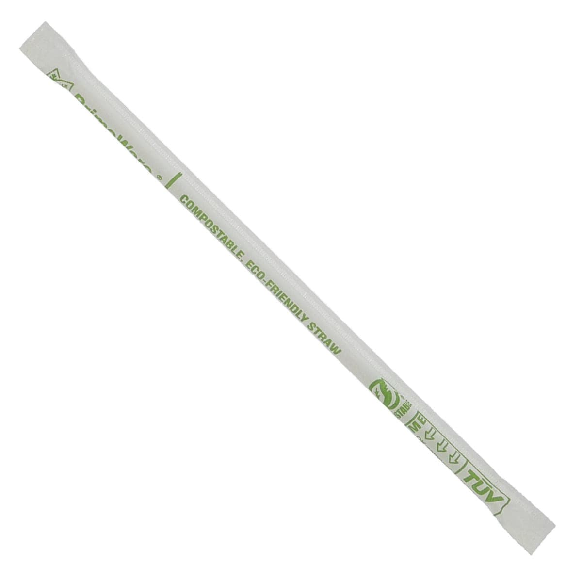 AmerCare 7.75", Jumbo Clear Paper Wrapped Compostable Cellulosic Straw, 24/ - Image 1