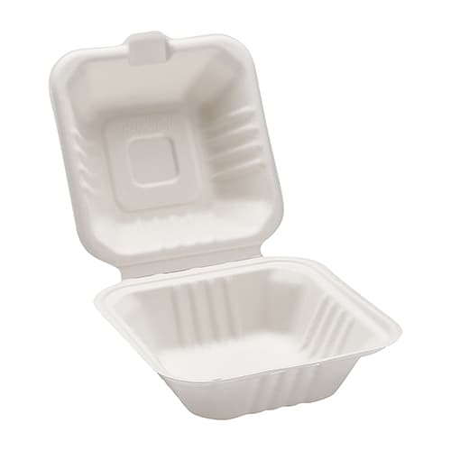 6" x 6" x 3" Fiber Clamshell, 1-Compartment