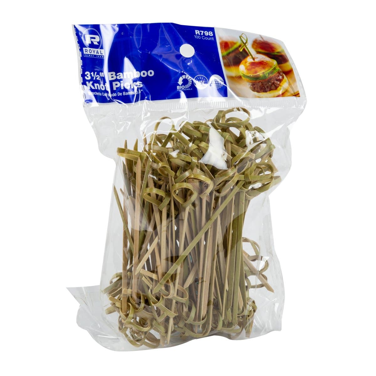 AmerCare Royal R798 3.5" Eco-Friendly Knot Bamboo Food Pick