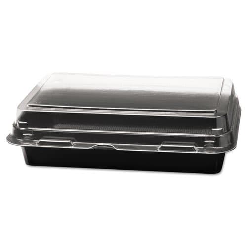 Solo Creative Carryouts Black/Clear Medium Deli Box PS Plastic Hinged Container - Image 1