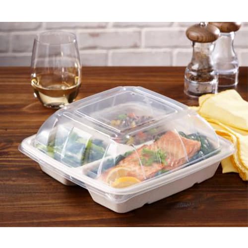 Dome PP Lid - fits 32-48 oz Square Pulp Bowls - Image 1