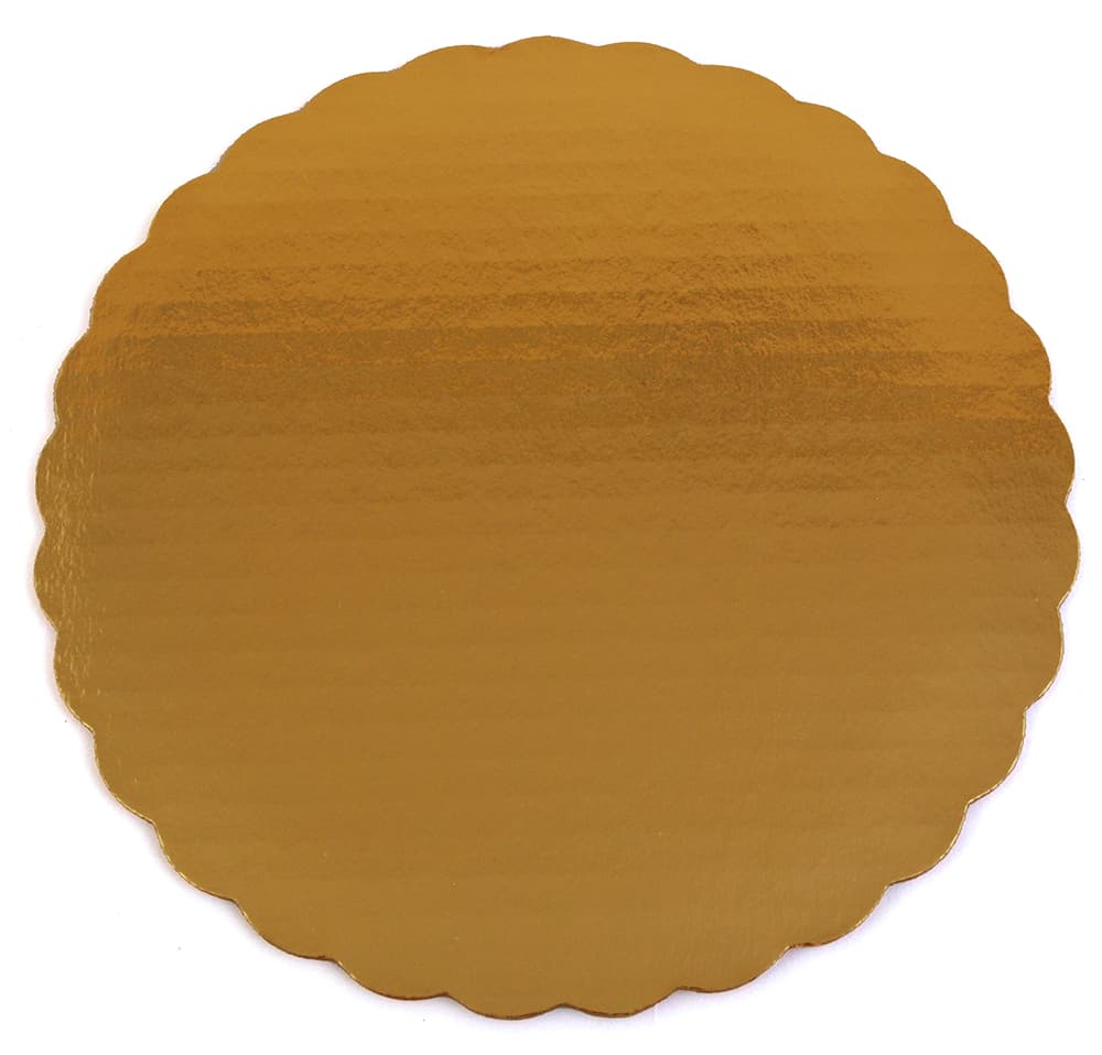 Southern Champion 9" Scalloped Metallic Gold Cake Circle