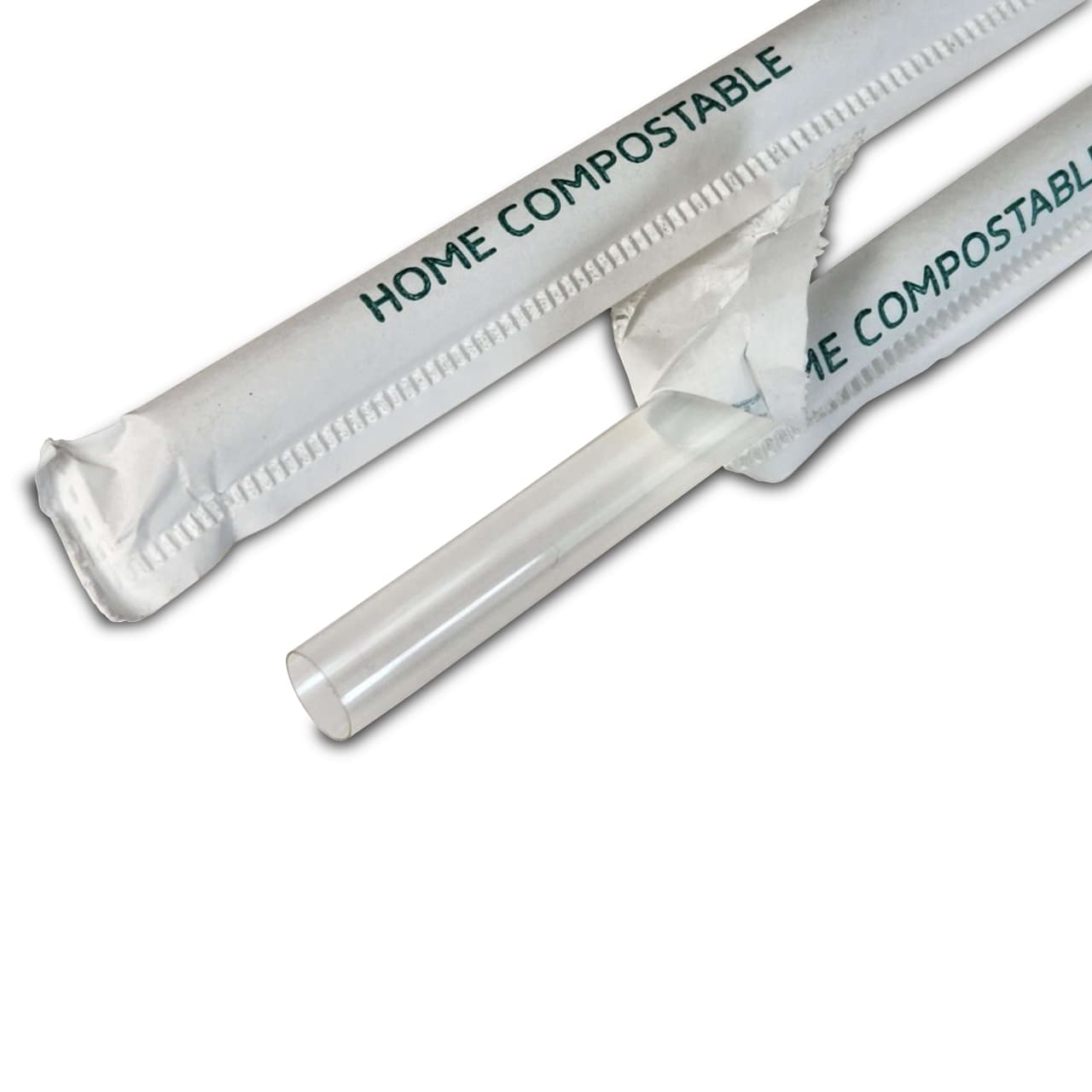 Konzaware Eco Friendly 10″ Wrapped Biodegradable Clear Plastic Drinking Straws - Image 1