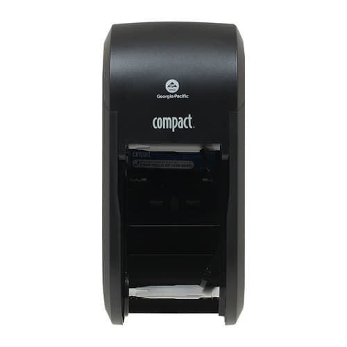 Compact Double Black 2-Roll Coreless Toilet Paper Dispenser