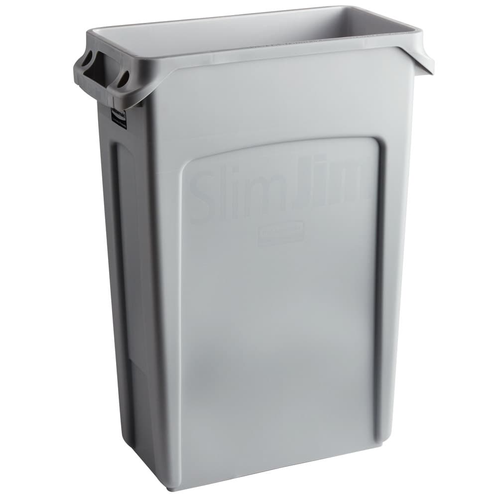 Rubbermaid FG354060GRAY 92 Qt. / 23 Gallon Slim Jim Gray Trash Can