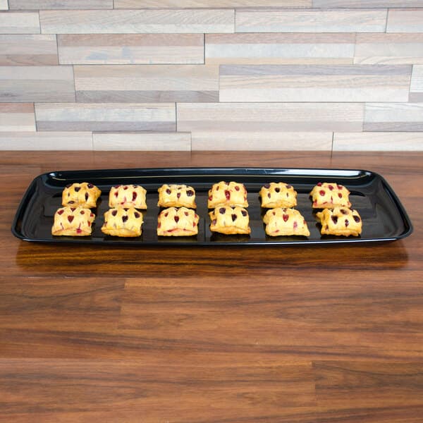 Sabert 9322 Mozaik 22" x 9" Black Plastic Platter / Catering Tray - Image 1