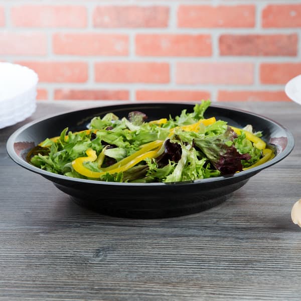 Fineline LPB1280PP.BK ReForm 80 oz. Black Low Profile Plastic Catering Bowl - Image 1