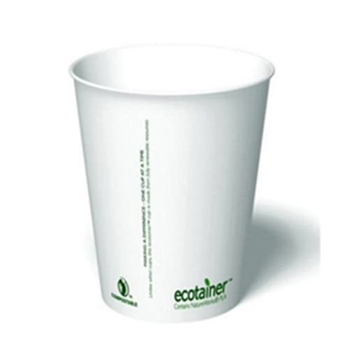 8 oz Compostable Paper Hot Cup, White - Image 1