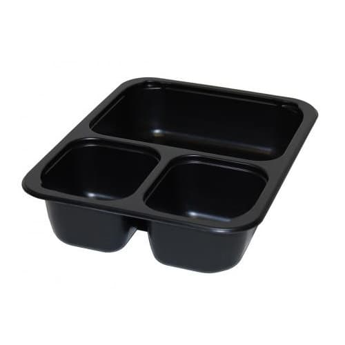 26 oz Rectangle CPET Food Container, 3-Comp