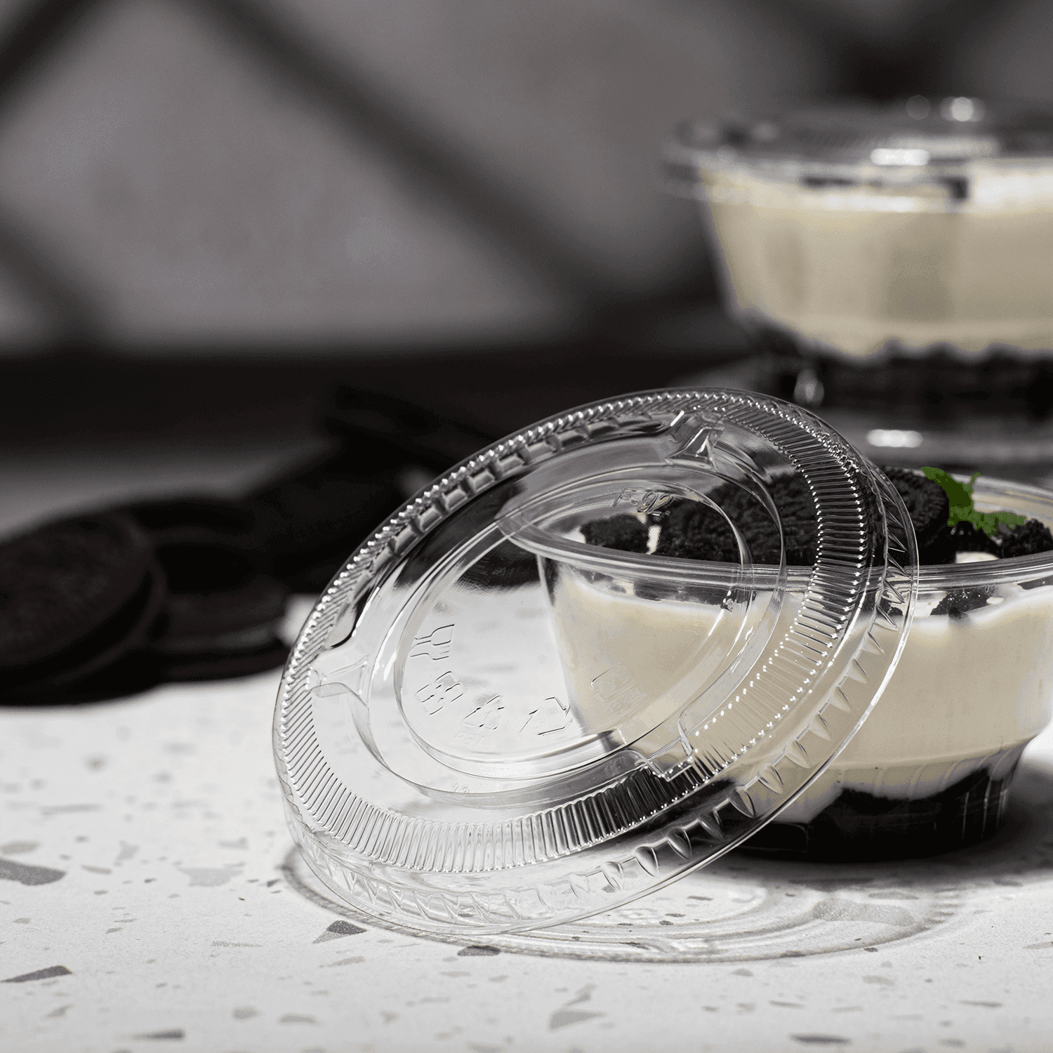 Karat® Clear PET Flat No Hole Lid For PET Cup/Dessert Cup - Image 1