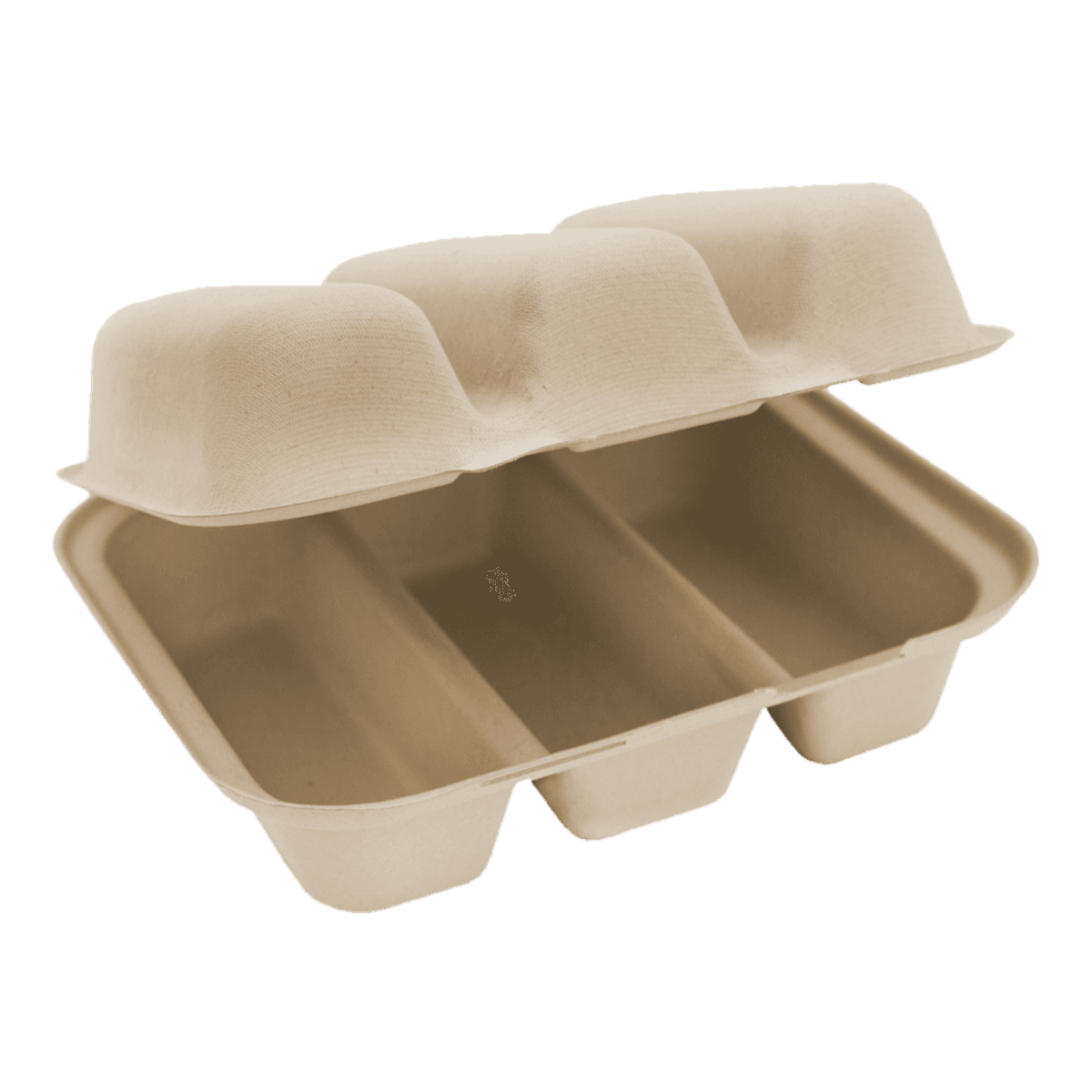8" x 7" x 3" Fiber Taco Box, 3-Compartment - Image 1