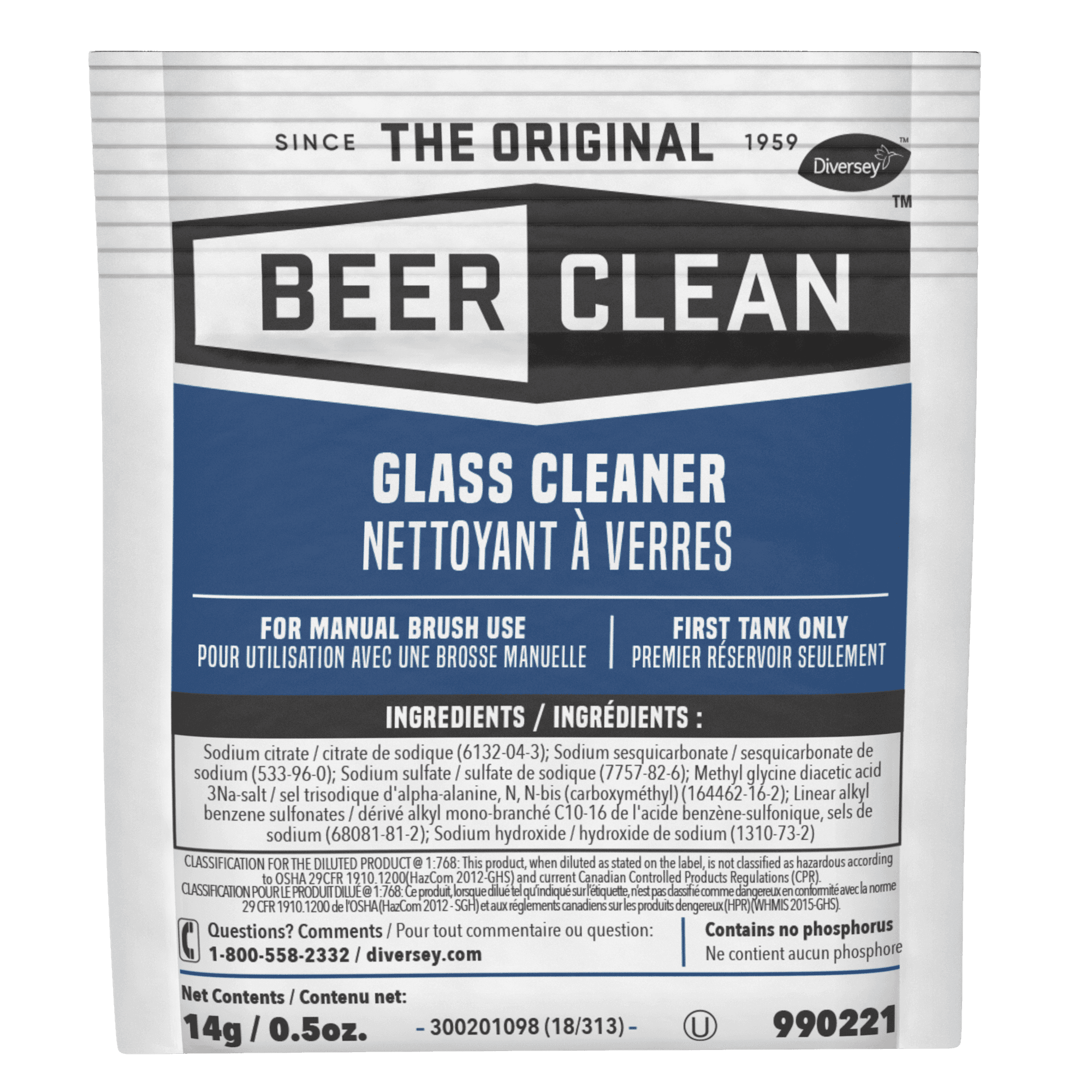 Diversey 990221 Beer Clean® Glass Cleaner 0.5 oz. Packet