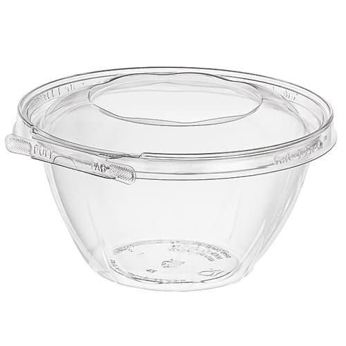 Inline Safe-T-Fresh Clear 32 oz. Tamper-Resistant, Tamper-Evident Round Bowl with Lid
