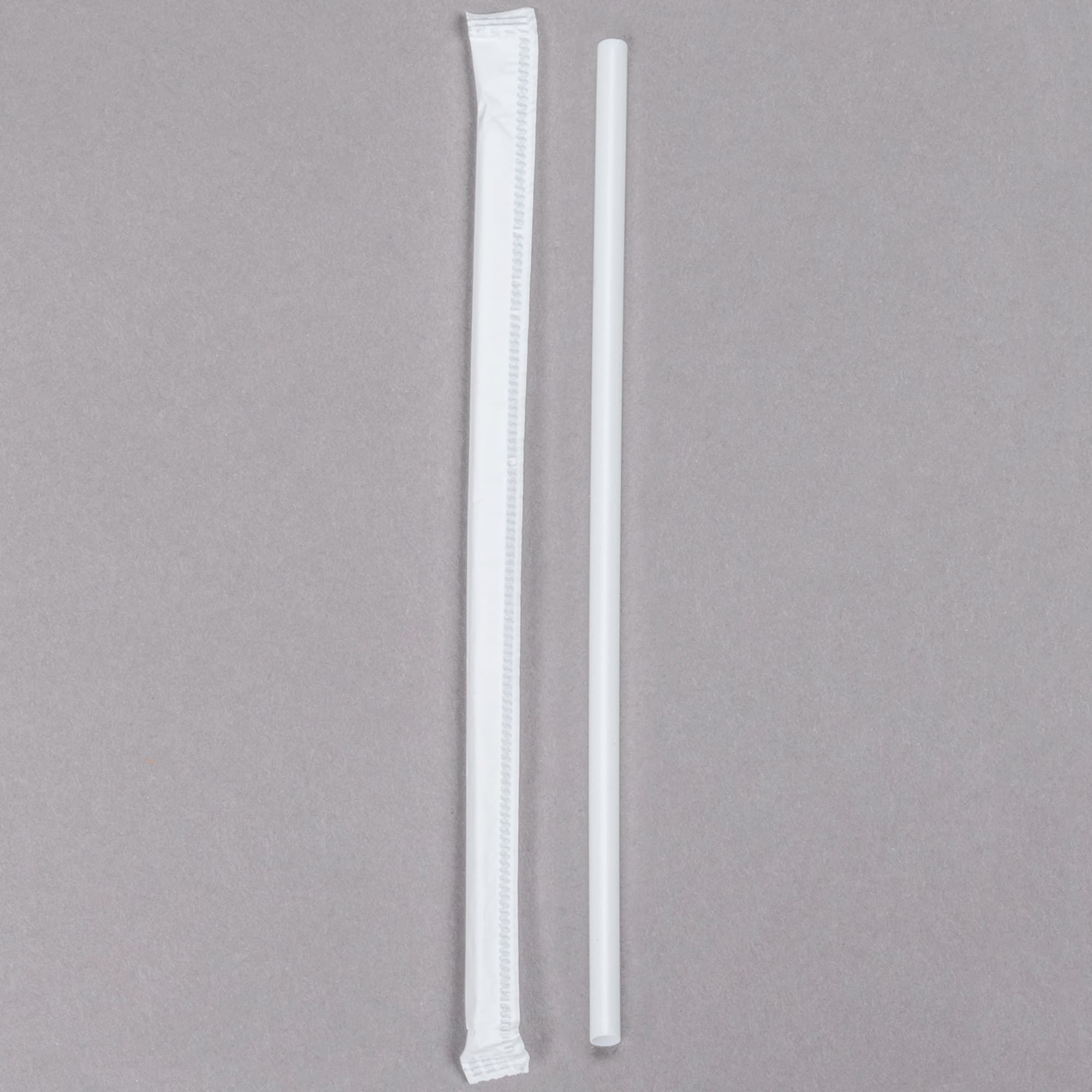 AmerCare Royal 5.75" Slim White Paper Wrapped Plastic Milk Straw - Image 1