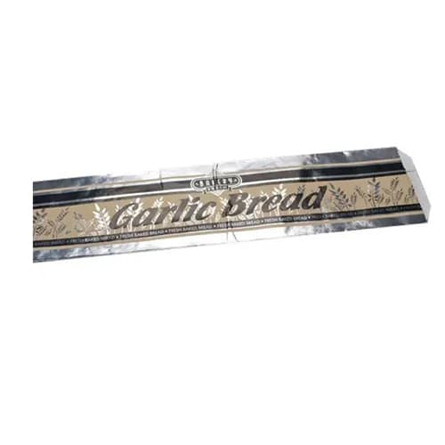 Brown Paper 5 1/4" x 3 1/4" x 20" Garlic Bread Printed Insulated Foil Bag - Image 1