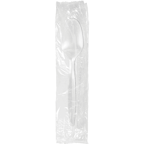 Berkley Square Individually Wrapped Medium Weight White Plastic Teaspoon - Image 1