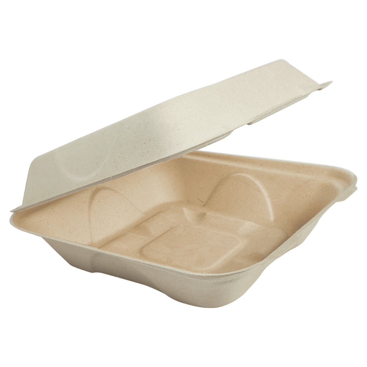 8" x 8" x 3" Fiber Clamshell, 1-Compartment - Image 1