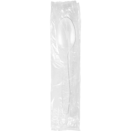 Berk Individually Wrapped White Heavy Weight Plastic Teaspoon - Image 1