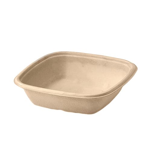 80 oz Sabert TerraPac Square Pulp Square Bowl Natural