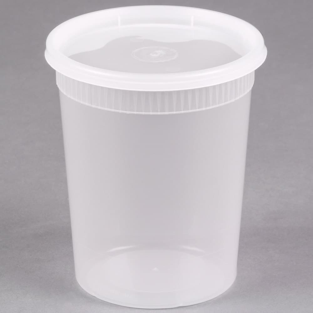 32 oz. Translucent Round Hi-Heat Microwavable Deli Container With Lid - Image 1