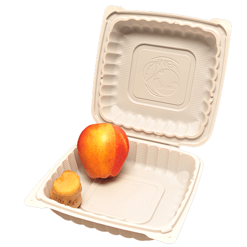 KPS 8" x 8" x 3" Microwavable MFPP White 1-Compartment Hinged Container - Image 1