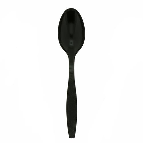 AmerCare Black Heavy Weight Plastic Teaspoon - Image 1