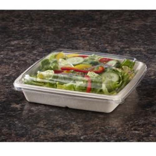 Flat PET Lid - fits 32-48 oz Square Pulp Bowls - Image 1