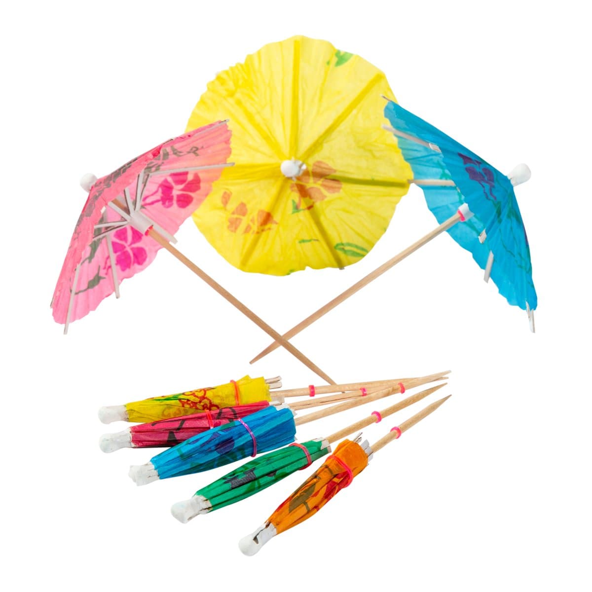 AmerCare Royal RP144 4" Drink Umbrella / Parasol Pick with Assorted Colors - Image 1