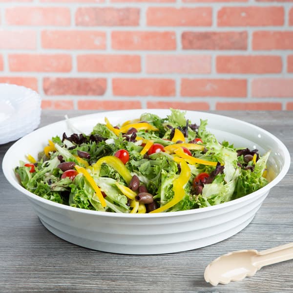 Fineline LPB16256PP.WH ReForm 256 oz. White Low Profile Plastic Catering Bowl - Image 1