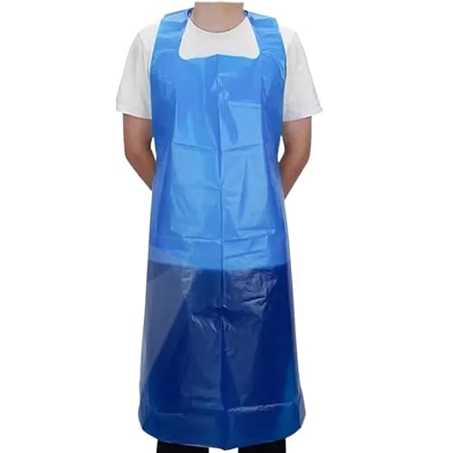 Emerald 2 Mil Disposable Blue Poly Apron - 46L" x 28W" - Image 1