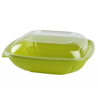 Fineline 15346L-L Super Bowl Plus Clear Dome PET Plastic Lid for 32, 48, & 64 oz. Large Square Bowl - Image 1