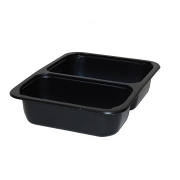 36 oz Rectangle CPET Food Container, 2-Comp - Image 1