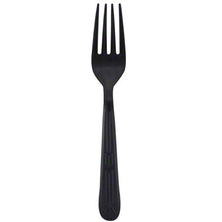 Emerald Heavy Weight Black Plastic Fork - Image 1