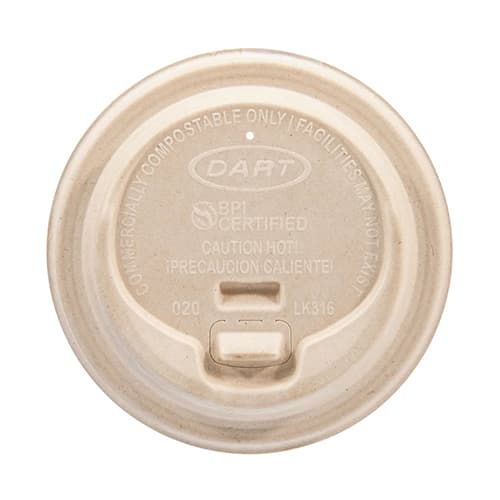Dart 10-24 oz Bagasse Molded Fiber Reclosable Sip Lid - Tan - Image 1