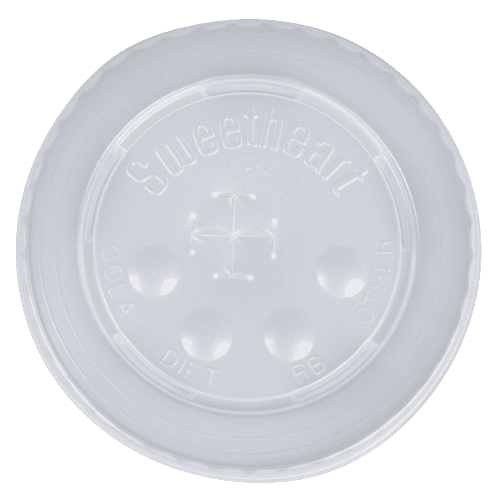 Solo L16BL-0100 12-24 oz. Translucent Flat Plastic Lid with Straw Slot and Identification Buttons - Image 1