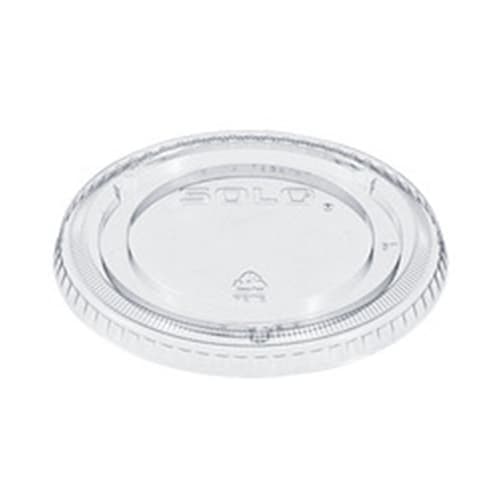 Flat PET Lid - fits 12-24 oz Clear Cold Cups, Parfait/No Straw Hole - Image 1