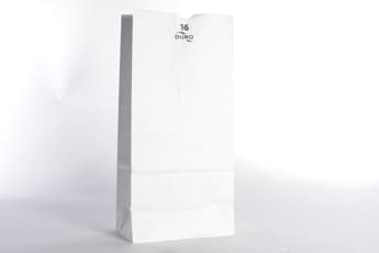 7 3/4" x 4 13/16" x 16" White Paper Bag - Image 1