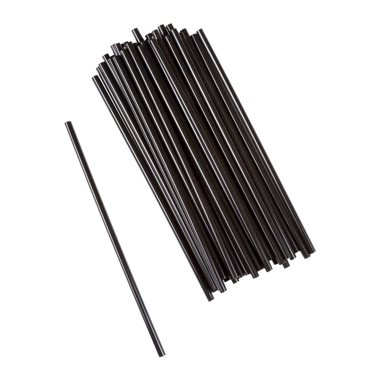 AmerCare Royal 7.75" Jumbo Black Unwrapped Plastic Straw - Image 1