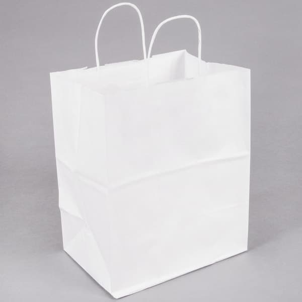 White Bistro Paper Shopping Bag with Handles 10" x 6.5" x 12" - Image 1