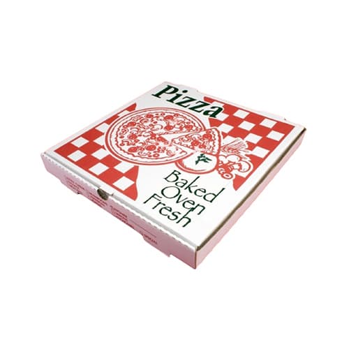 12" x 12" x 2" White "Baked Oven Fresh" Corrugated Pizza Box - Image 1