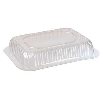 Dome PET Lid - fits 15 oz Rectangle Foil Food Container - Image 1