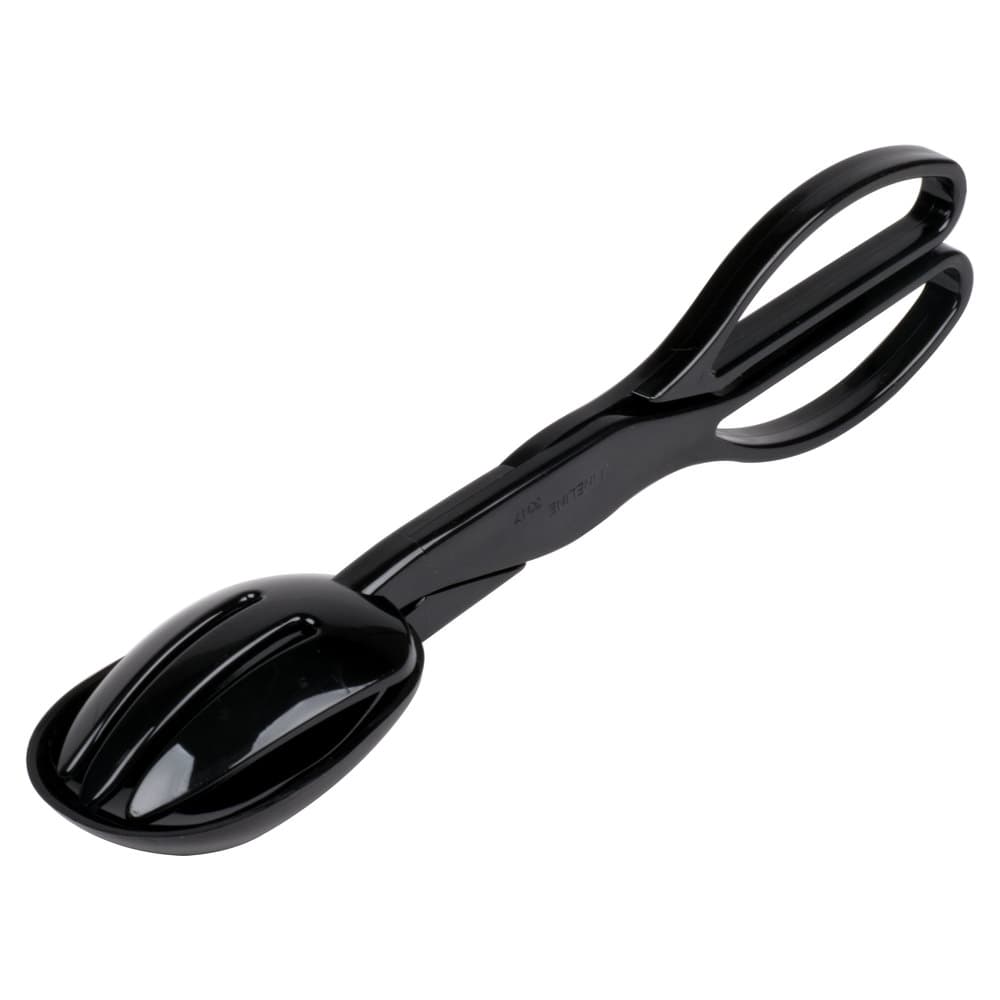 Fineline 3304-BK Platter Pleasers 11 1/2" Black Plastic Salad Tongs - Image 1