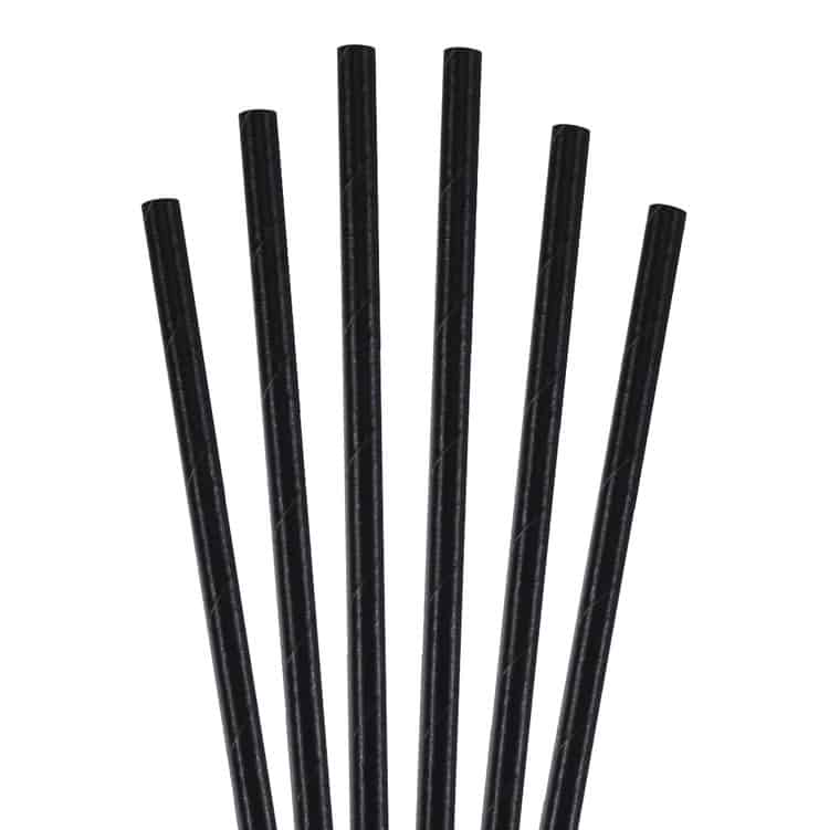 5.75" Cocktail Black Paper Straw, Unwrapped
