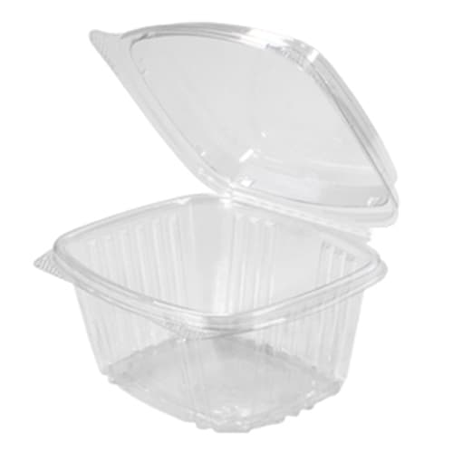 Genpak AD16F 16 oz. Secure Seal® Clear High Dome Lid Hinged Deli Container - Image 1