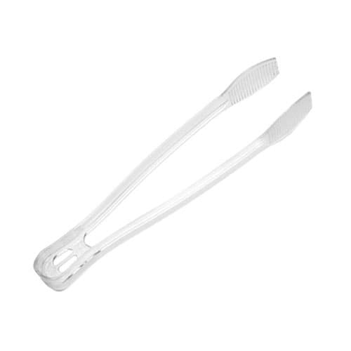 CaterLine® 9" Clear Disposable Ridged Plastic Tongs - Image 1