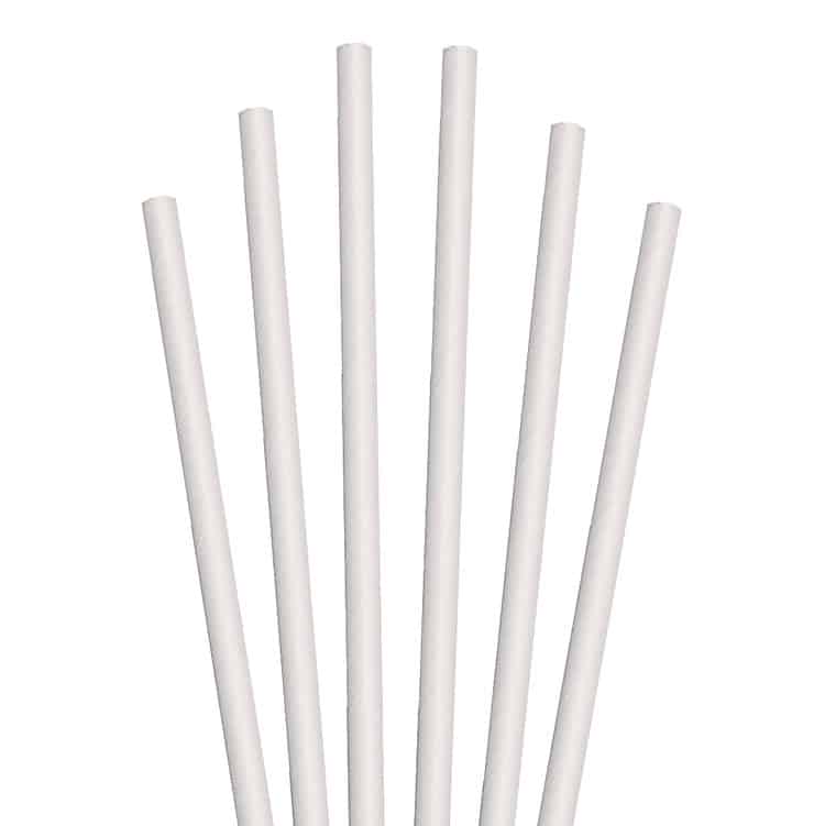 7.75" Standard White Paper Straw, Unwrapped